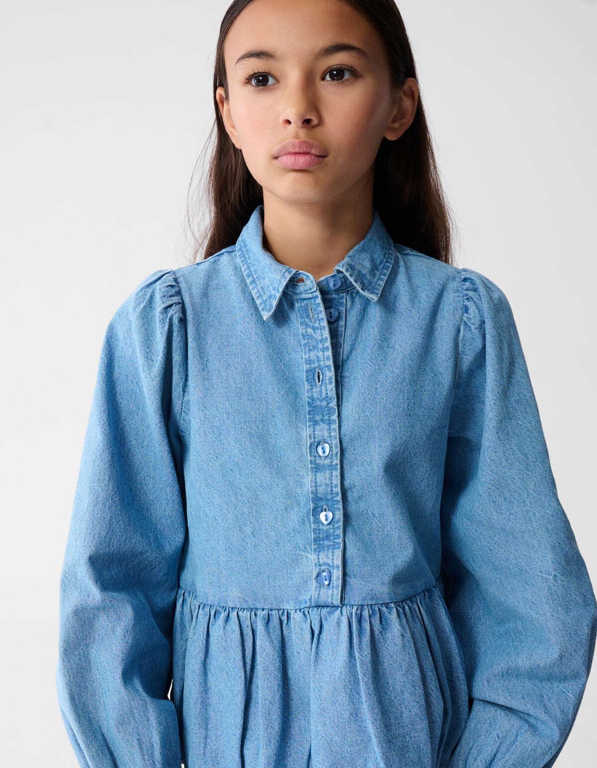 Denim Balloon Fit Blouse Blauw SHOEBY GIRLS