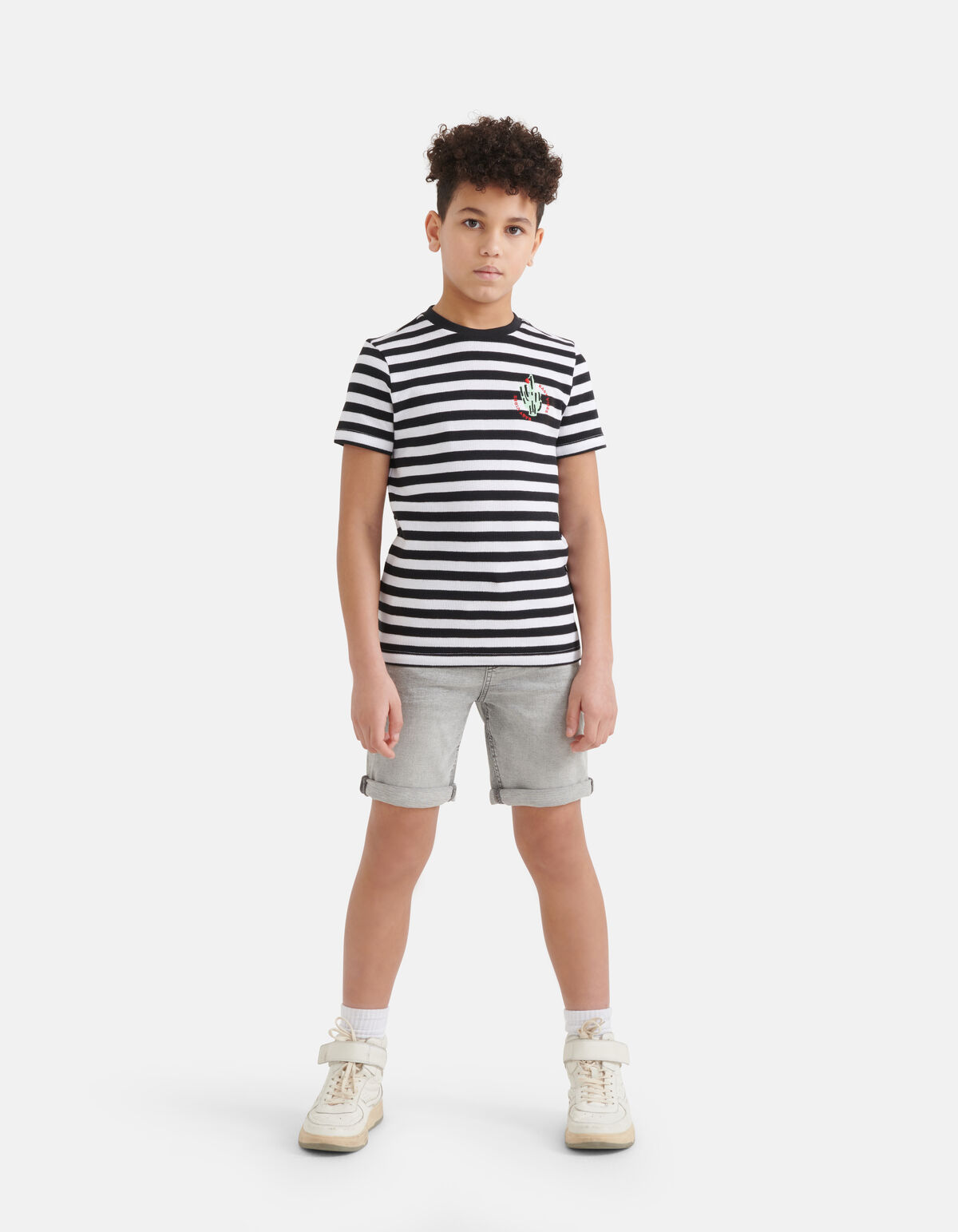Structuur T-shirt Zwart/Wit SHOEBY BOYS