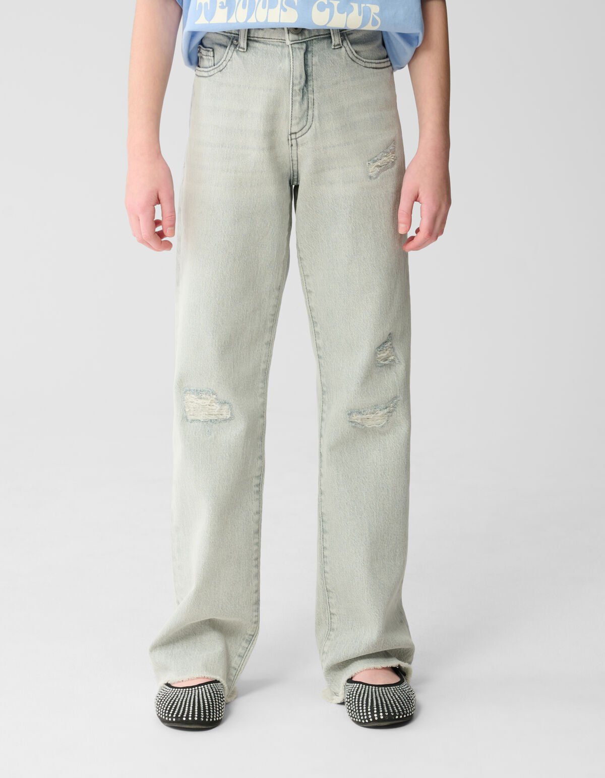 Destroy Straight Fit Jeans Lichtgrijs SHOEBY GIRLS