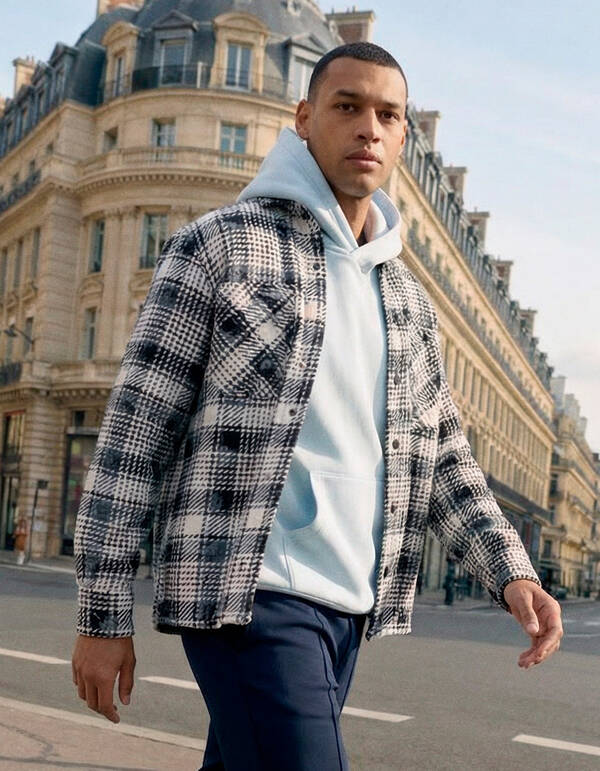 Printed Ruiten Overshirt Blauw SHOEBY MEN