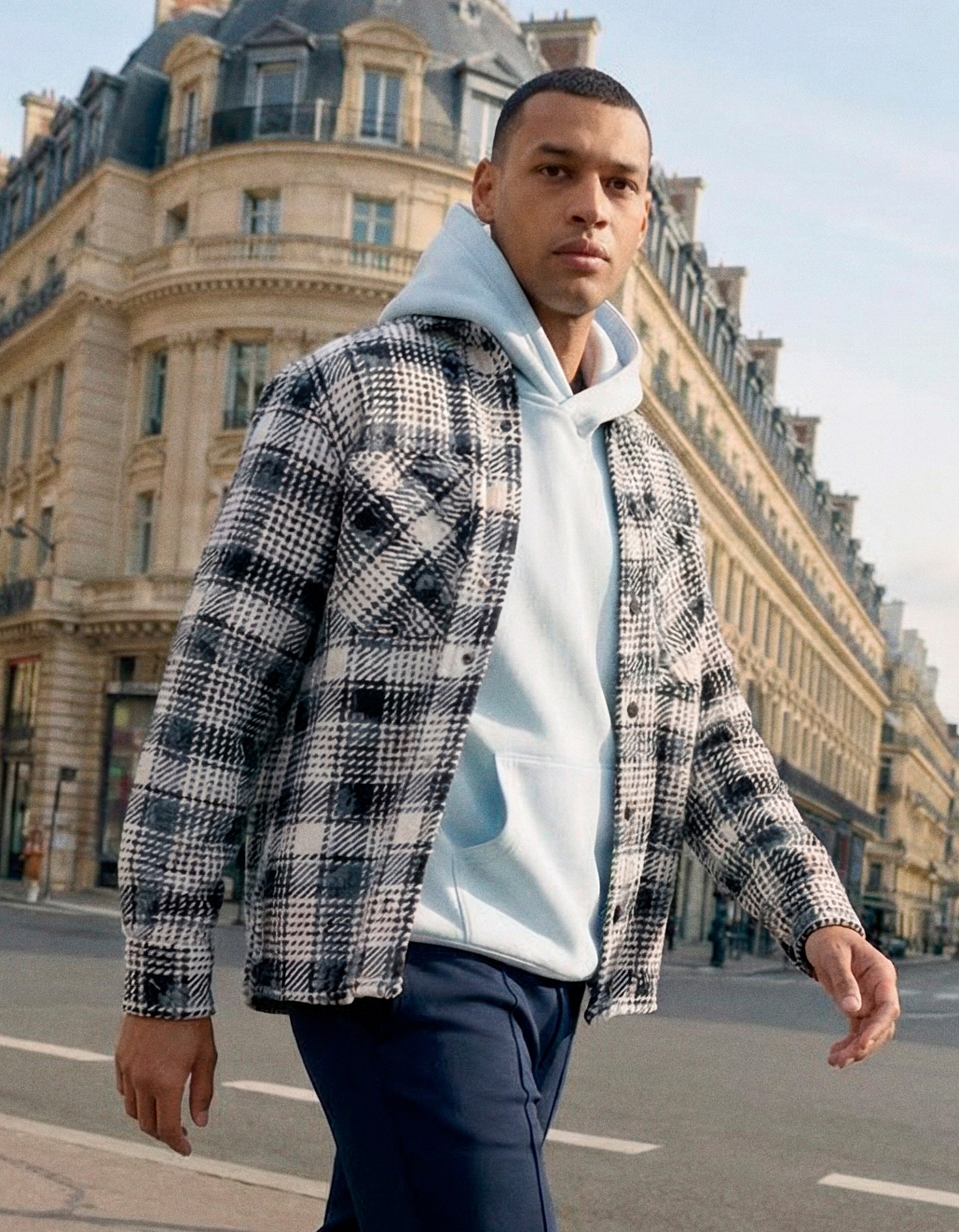 Printed Ruiten Overshirt Blauw SHOEBY MEN