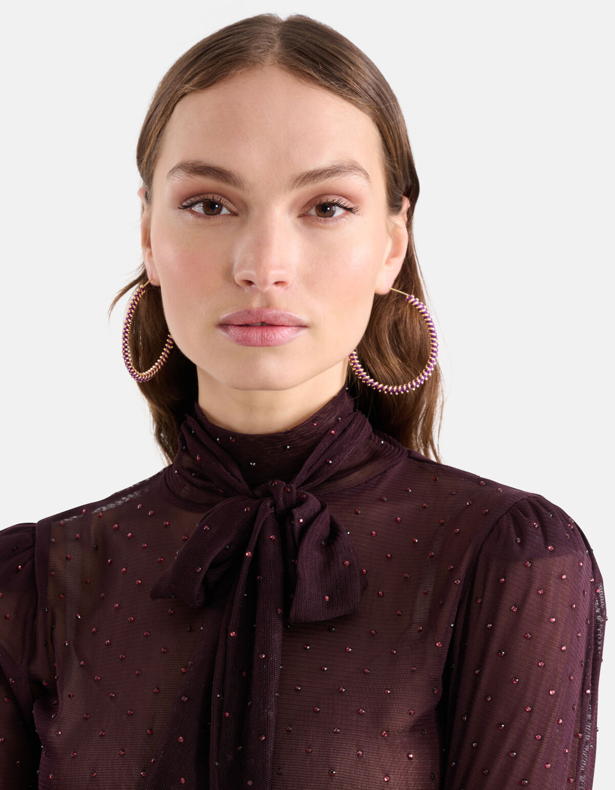 Ovale Hoops Oorbellen Paars SHOEBY ACCESSOIRES