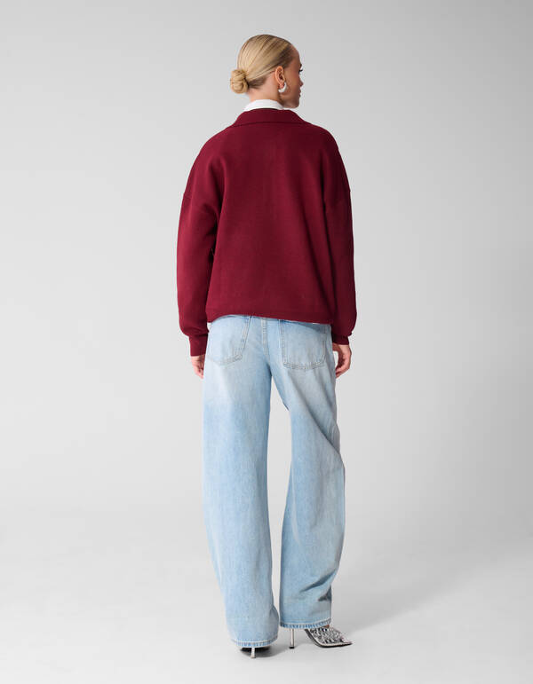 Oversized Polo Gebreide Trui Rood SHOEBY WOMEN
