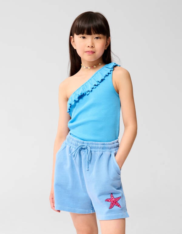 One Shoulder Rib Top Blauw SHOEBY GIRLS