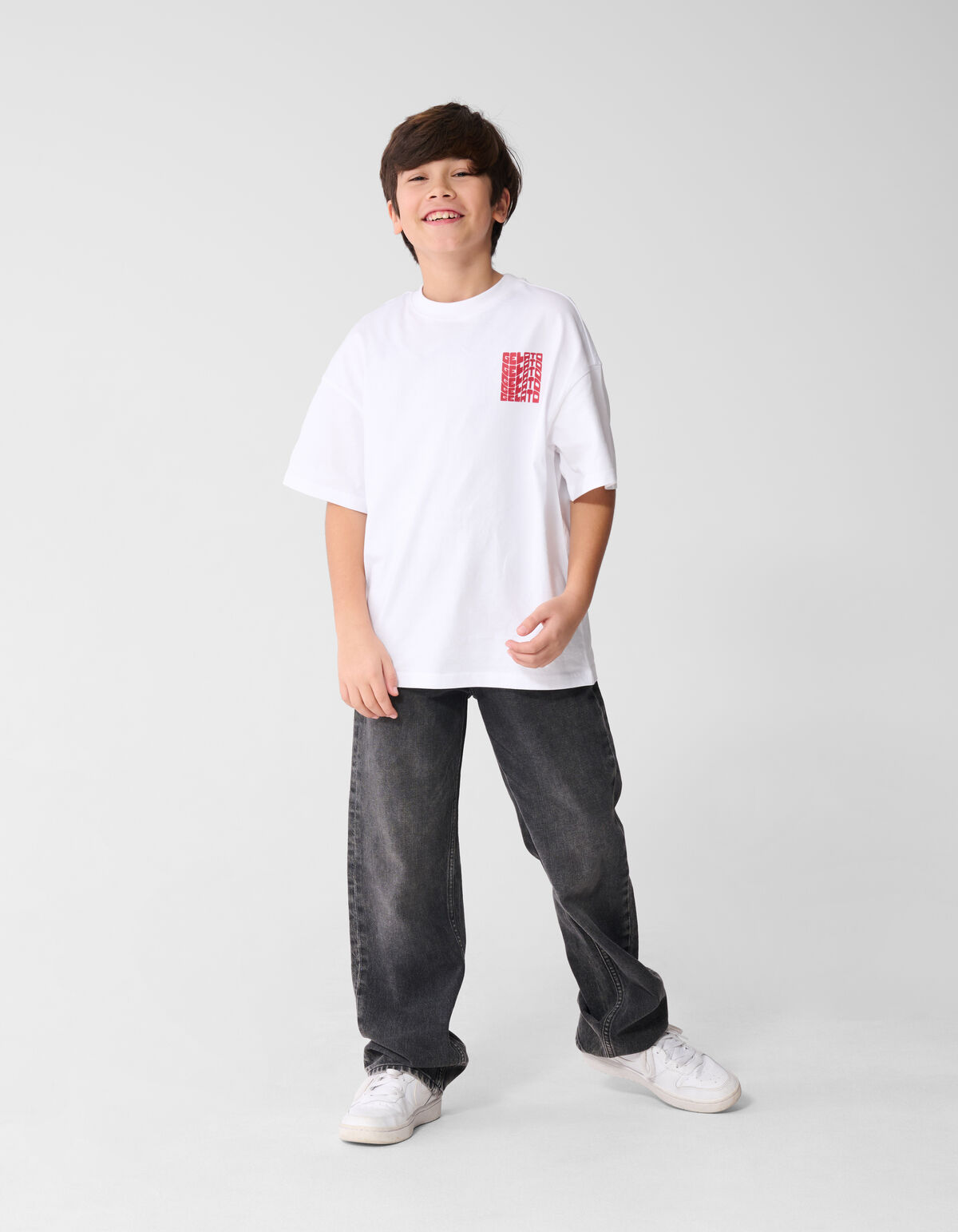Baggy Fit Jeans Donkergrijs SHOEBY BOYS