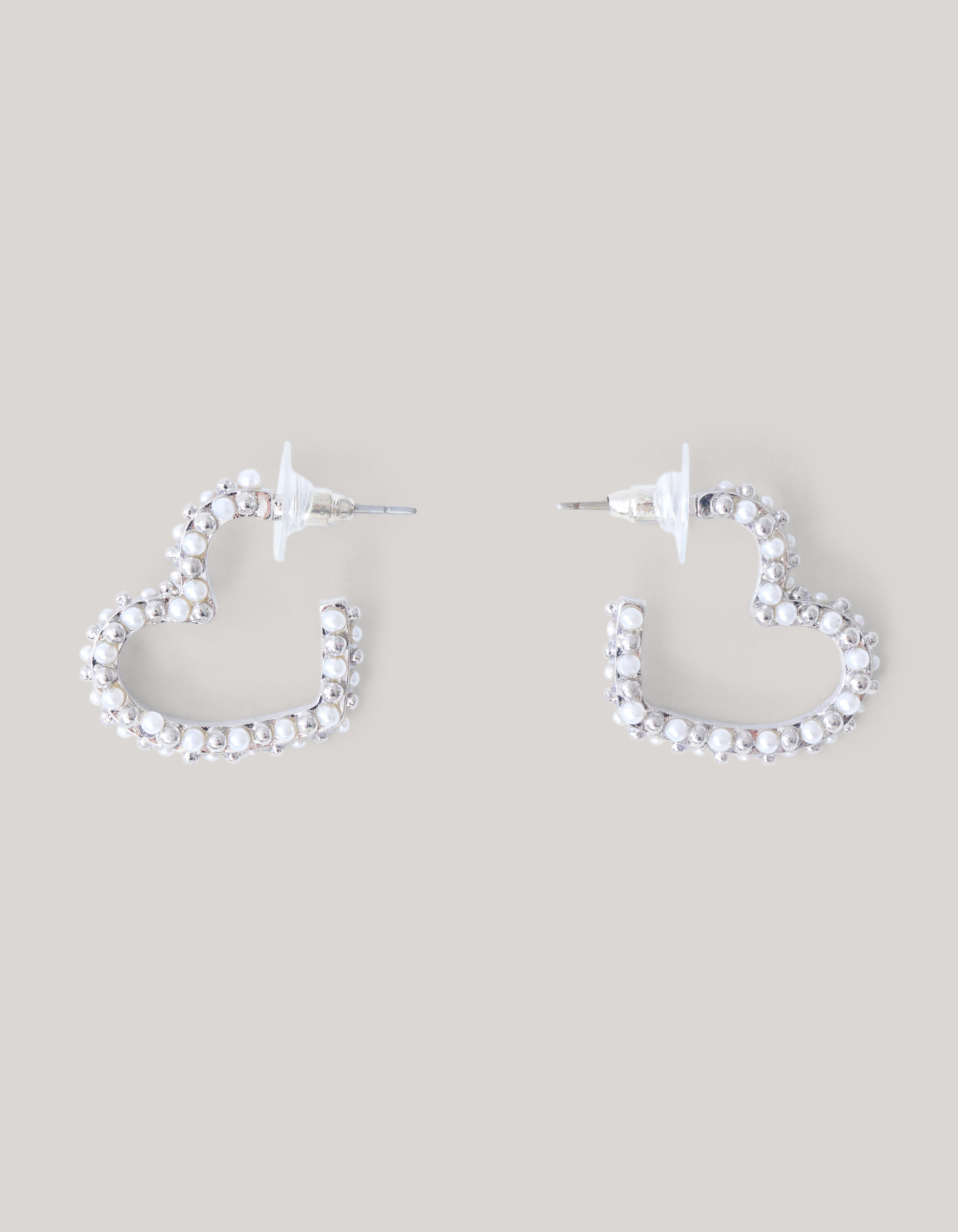 Pearl Heart Hoop Oorbellen Zilver SHOEBY ACCESSOIRES