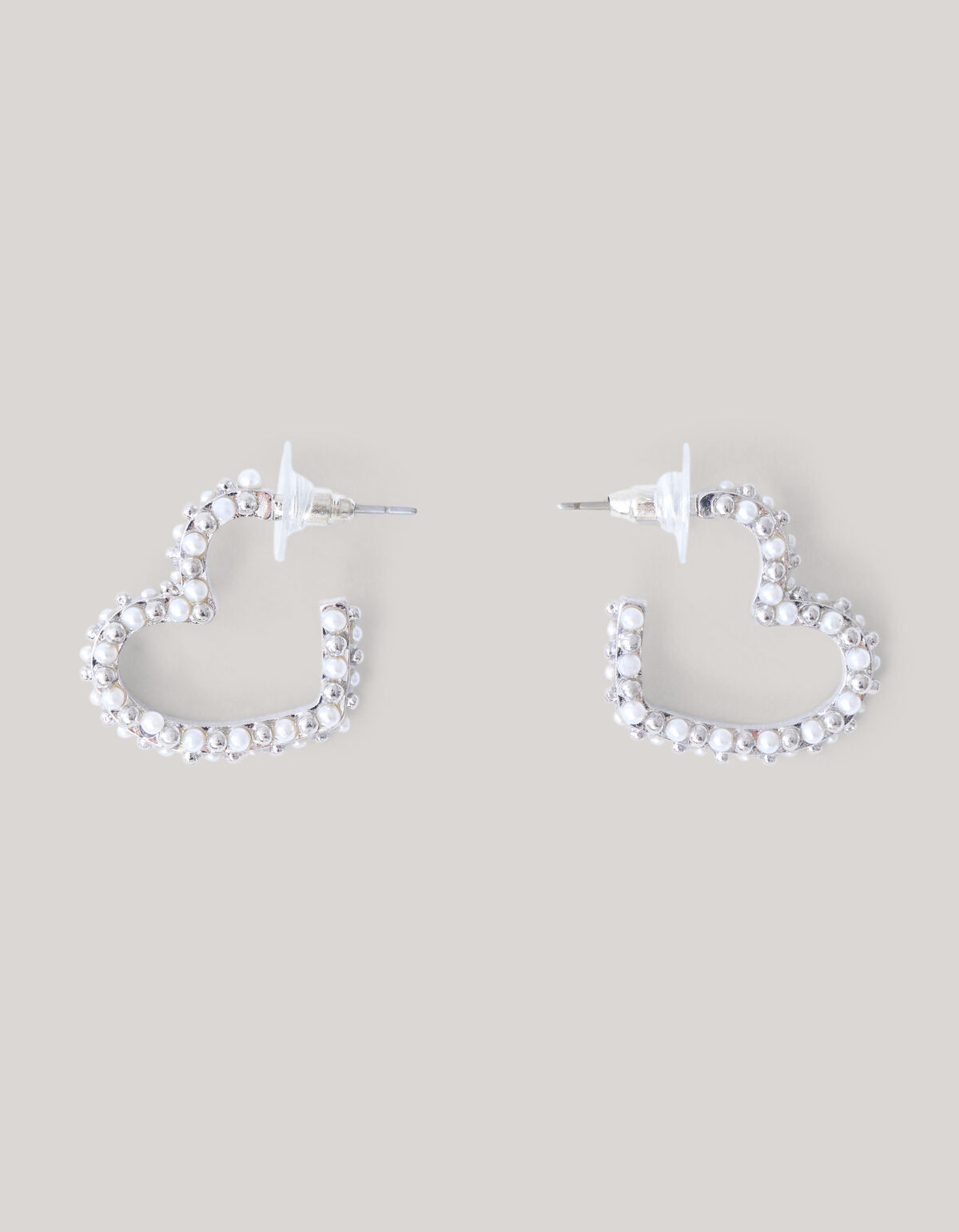 Pearl Heart Hoop Oorbellen Zilver SHOEBY ACCESSOIRES