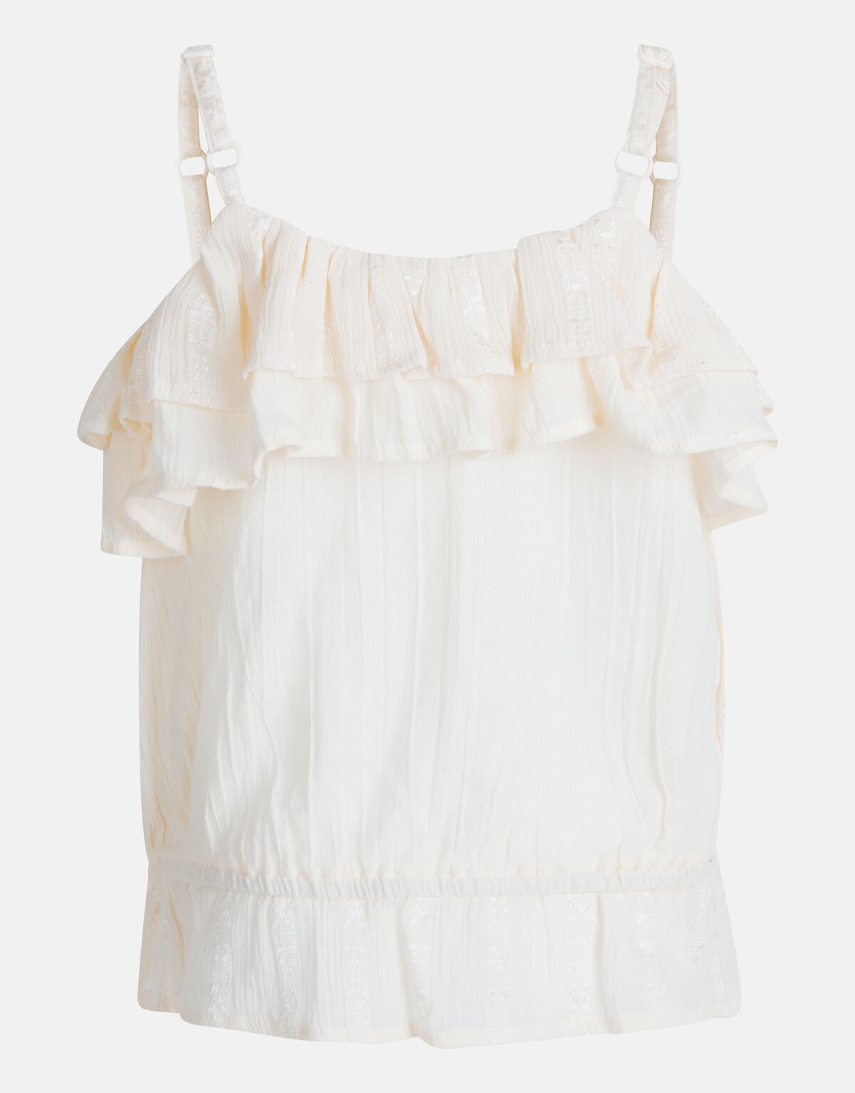 Ruffle Crop Top Beige SHOEBY GIRLS