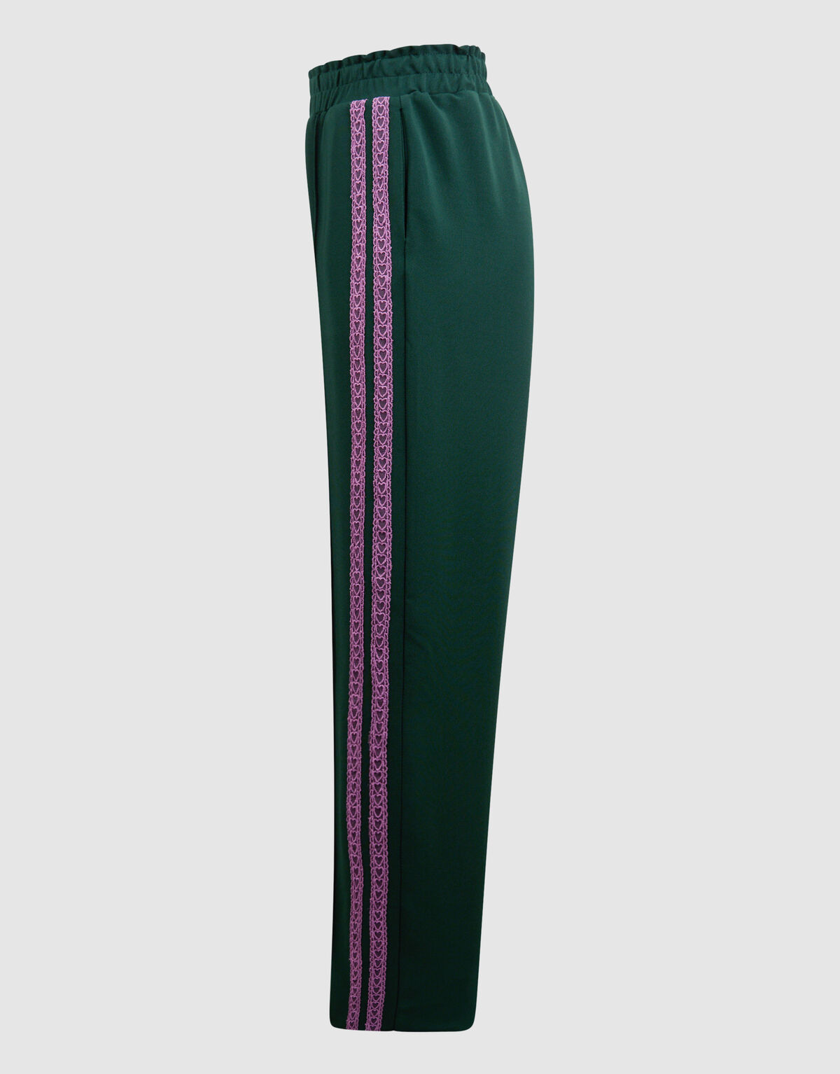 Sporty Wide Leg Broek Donkergroen SHOEBY GIRLS