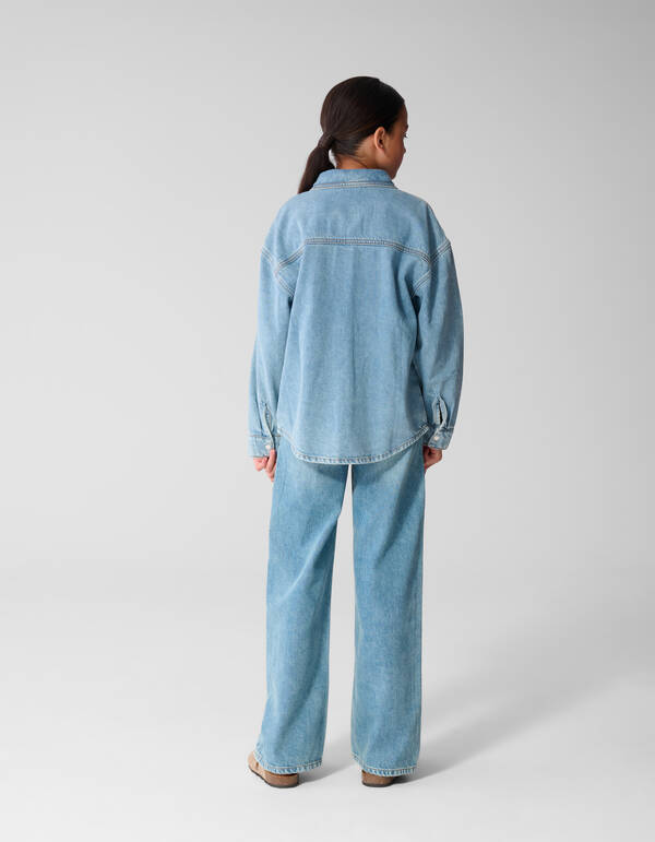 Denim Heart Print Blouse Blauw SHOEBY GIRLS