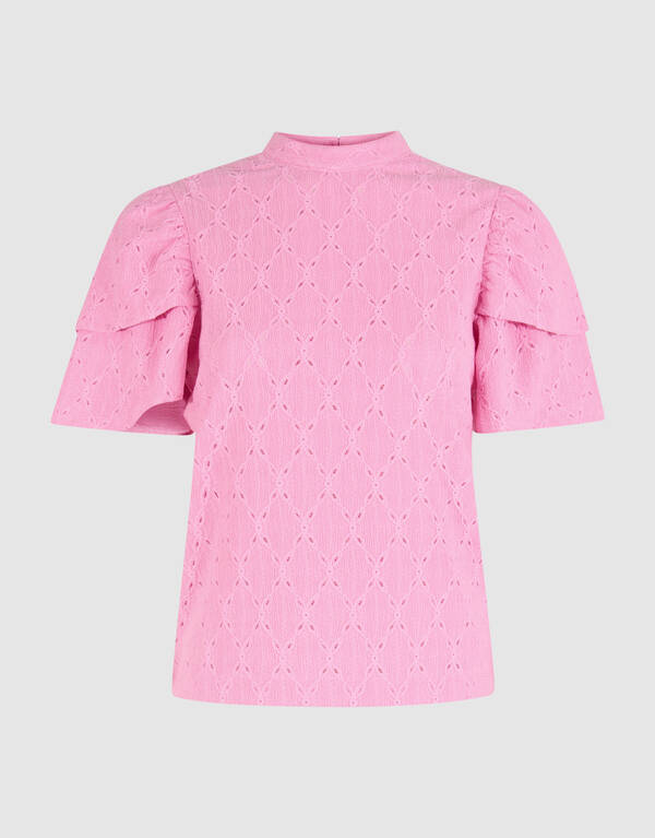 Ajour Ruffle Top Roze SHOEBY WOMEN