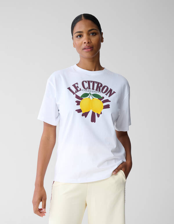 Oversized Le Citron Artwork T-shirt Wit SHOEBY WOMEN
