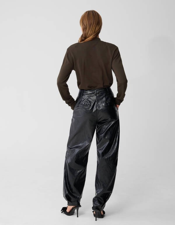 Longsleeve Polo Top Donkerbruin By Monica SHOEBY WOMEN