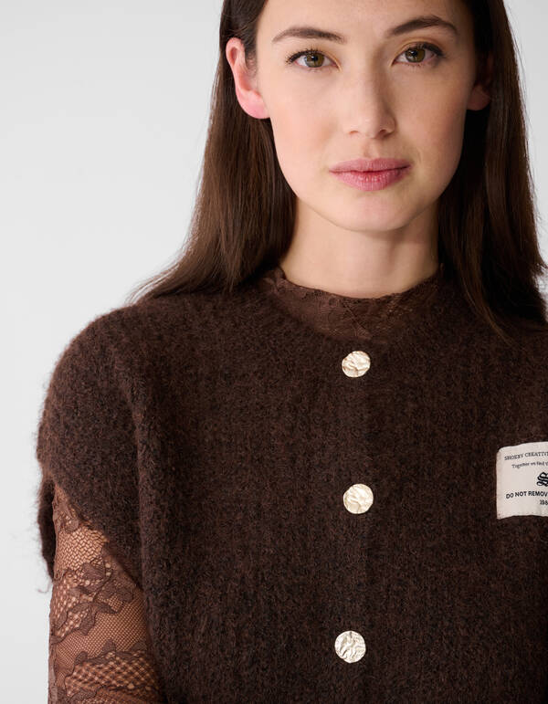 Hairy Button Gilet Donkerbruin SHOEBY WOMEN