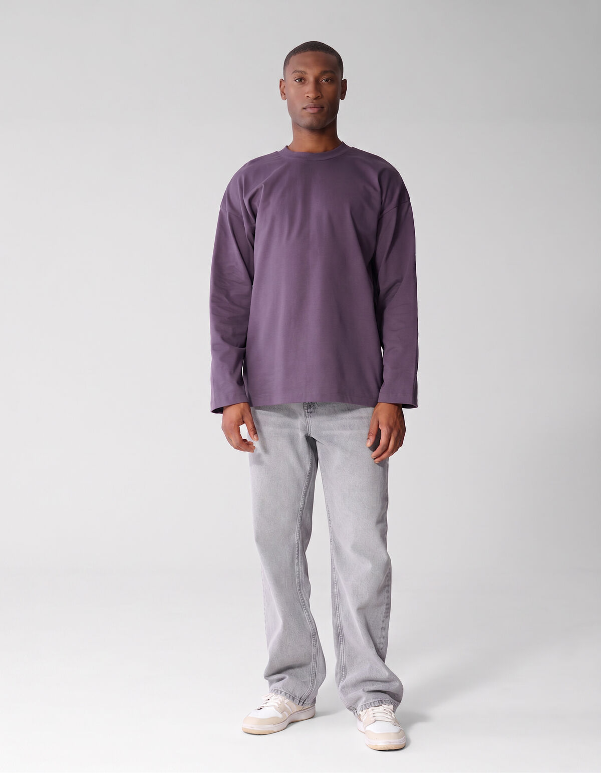 Basis Relaxed Fit Longsleeve Paars SHOEBY MEN