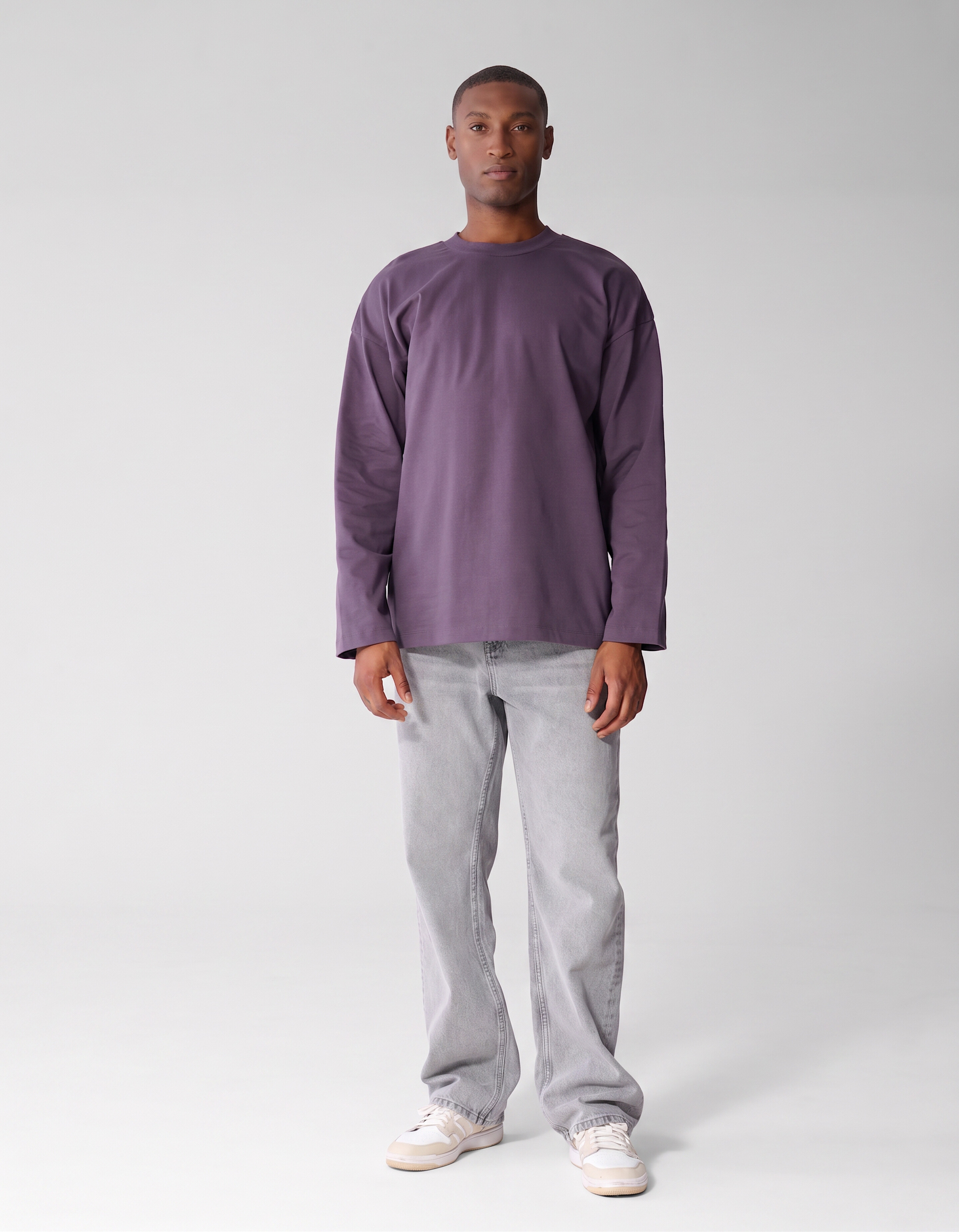 Basis Relaxed Fit Longsleeve Paars SHOEBY MEN