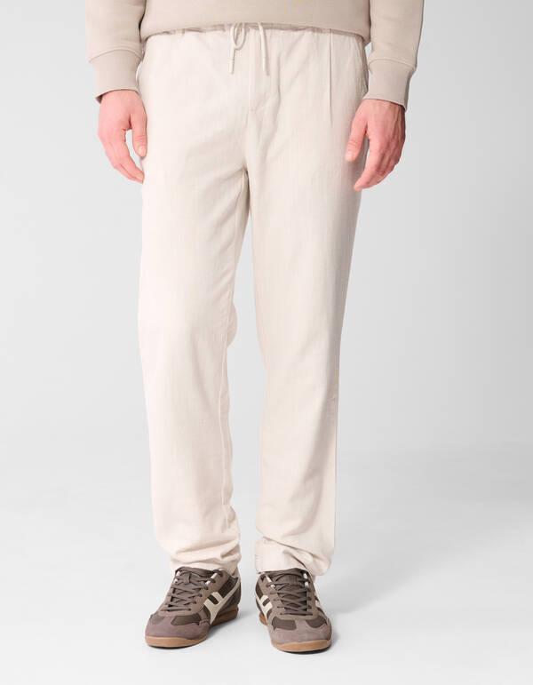 Structuur Regular Fit Broek Lichtgrijs SHOEBY MEN