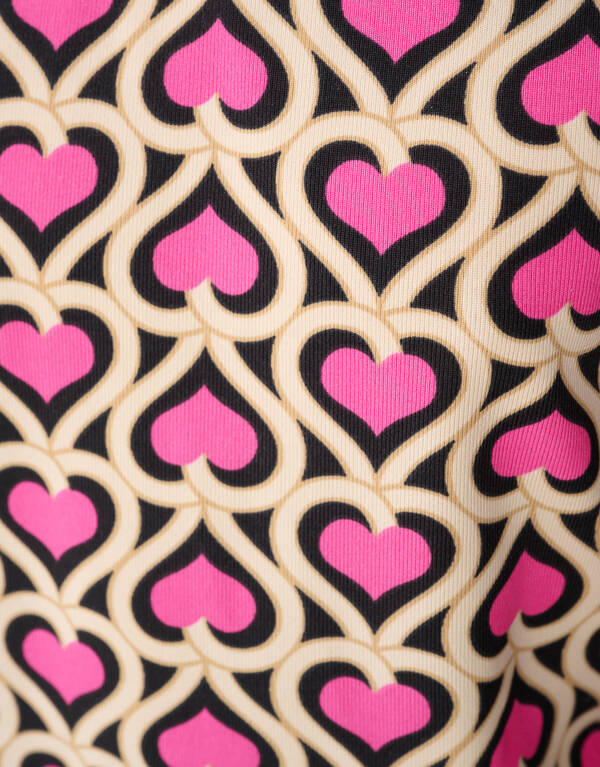 Heart Printed Rib Top Roze SHOEBY GIRLS