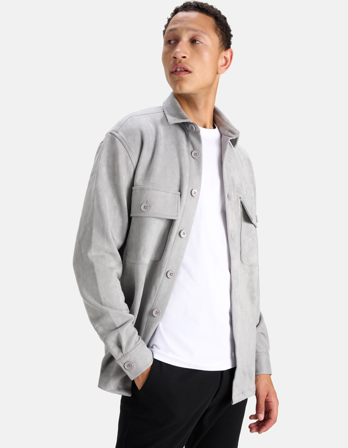 Suedine Overshirt Grijs REFILL