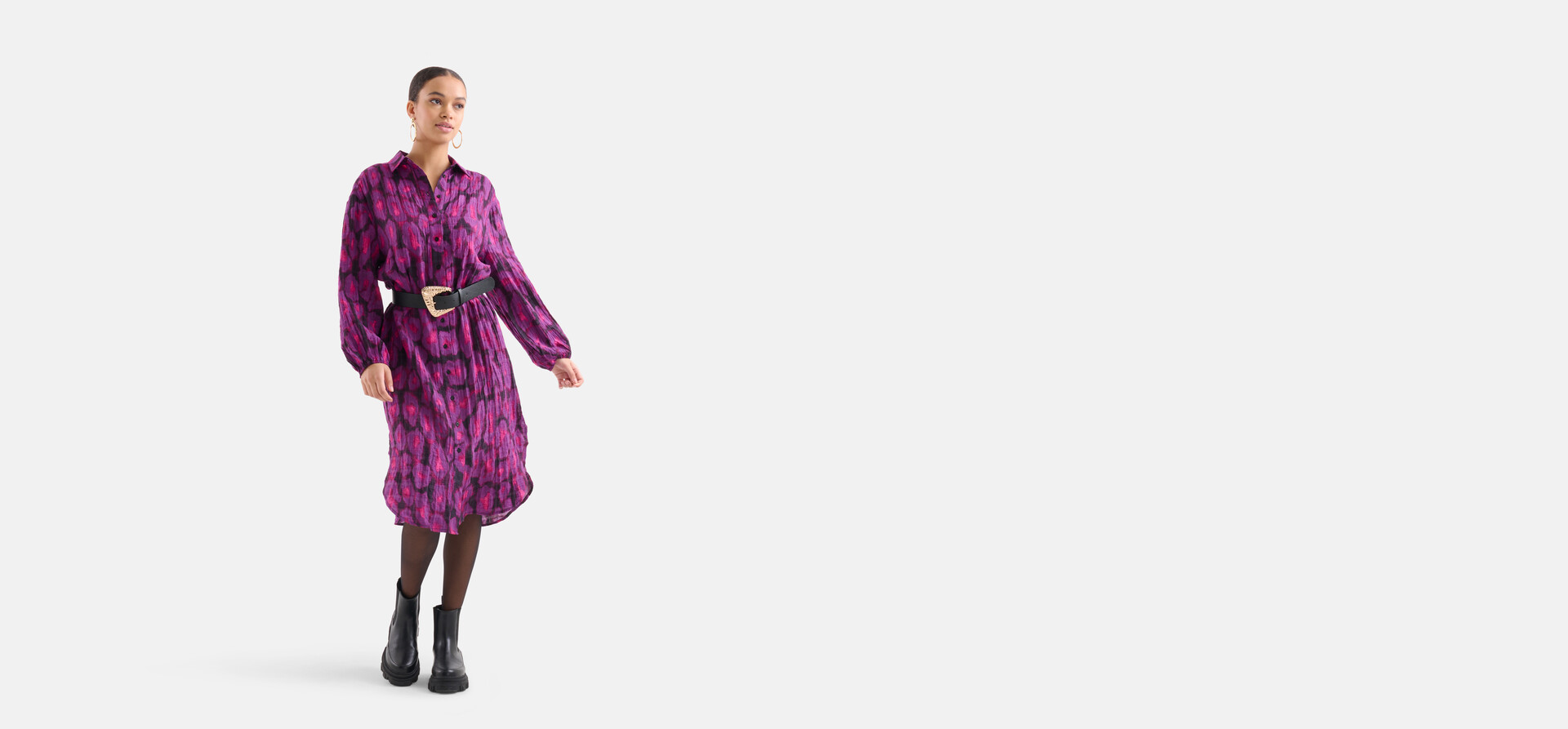 Leopard Midi Jurk Paars EKSEPT