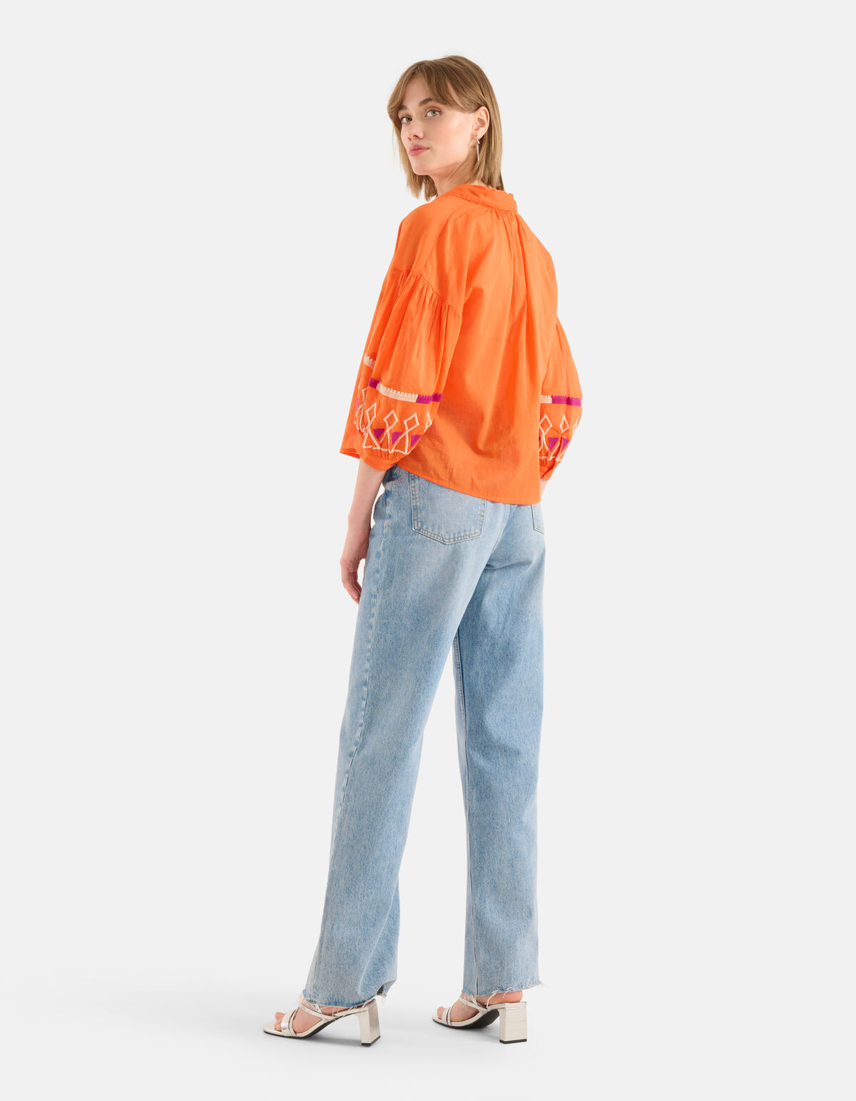 Voile Embroidery Blouse Oranje SHOEBY WOMEN
