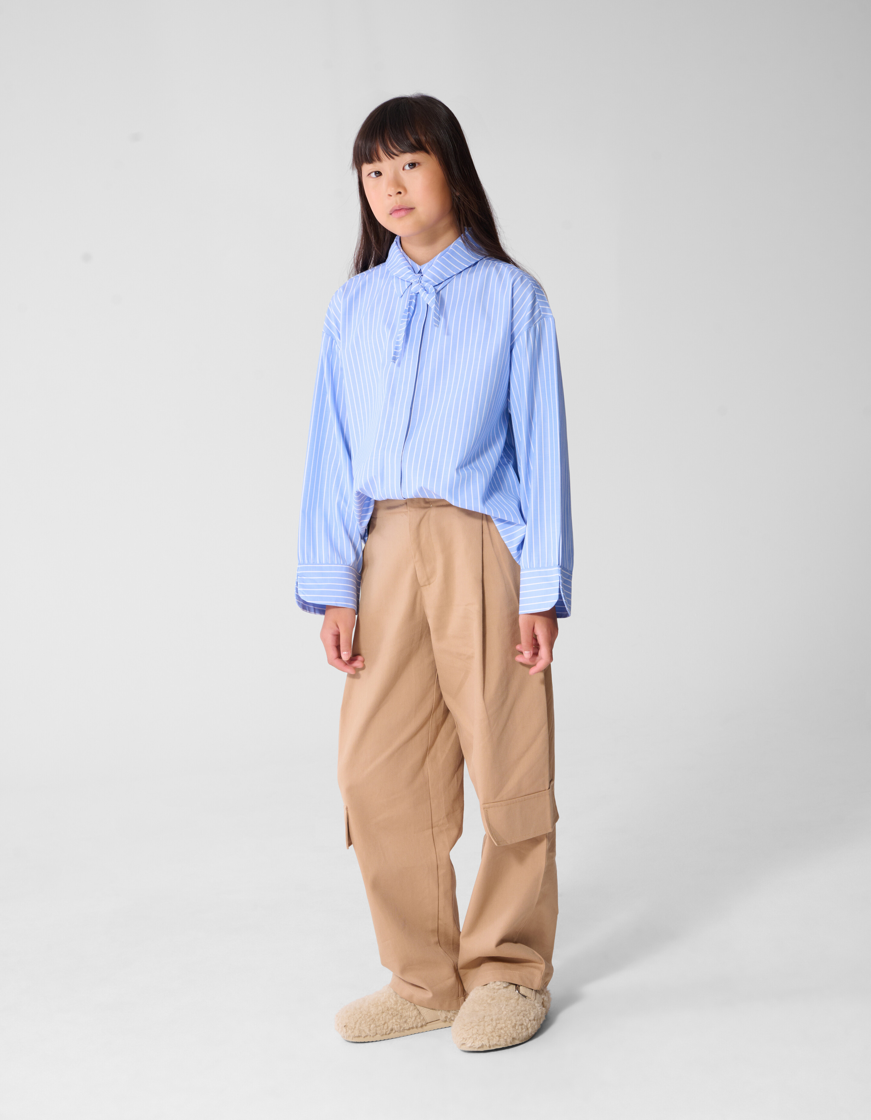 Relaxed Gestreepte Scarf Blouse Blauw SHOEBY GIRLS