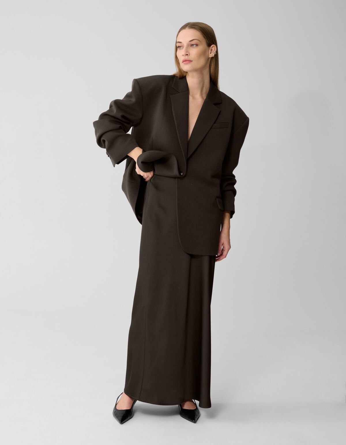 Satijnen Maxi Rok Donkerbruin By Lonneke SHOEBY WOMEN