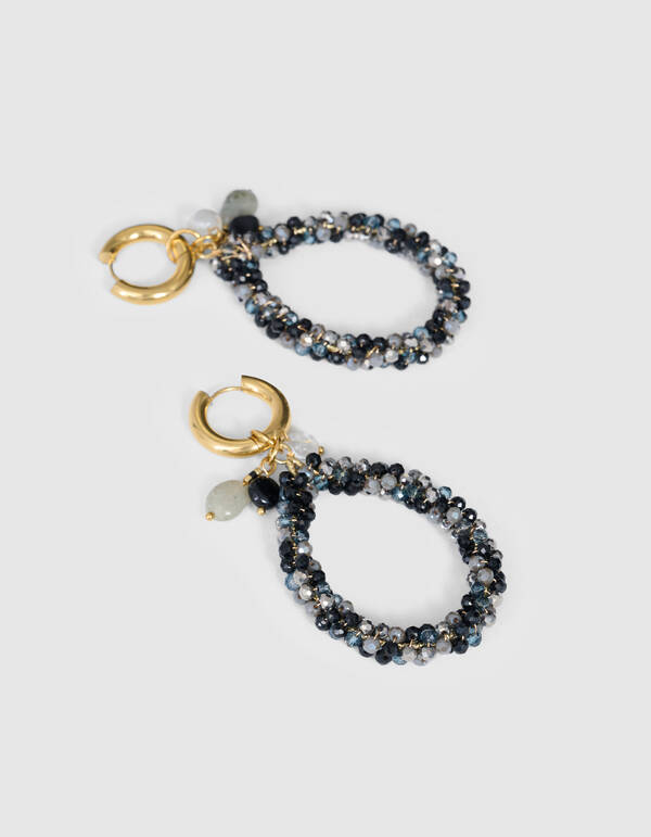 Beaded Hoop Oorbellen Zwart SHOEBY ACCESSOIRES