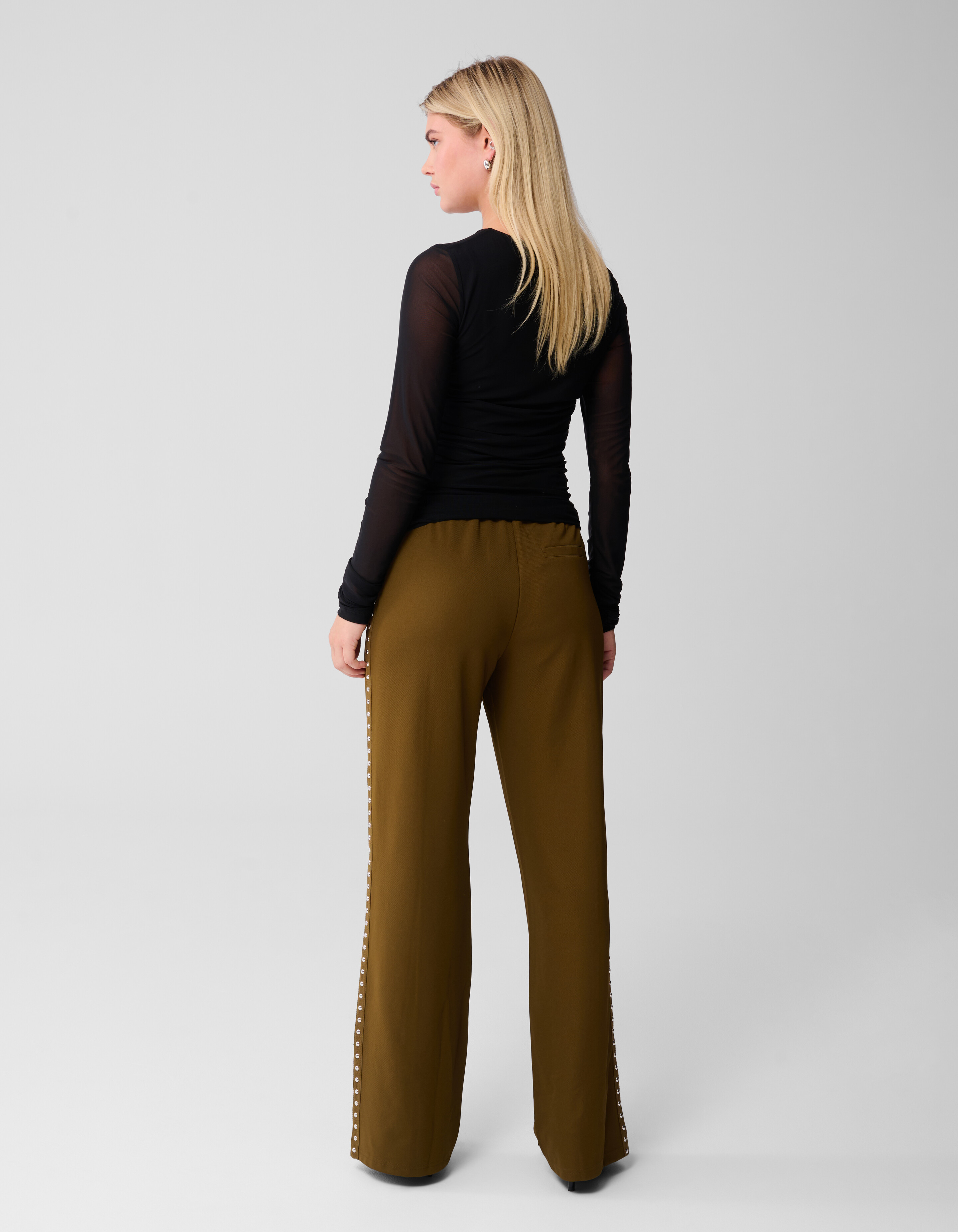 Studs Tape Wide Leg Broek Khaki SHOEBY WOMEN