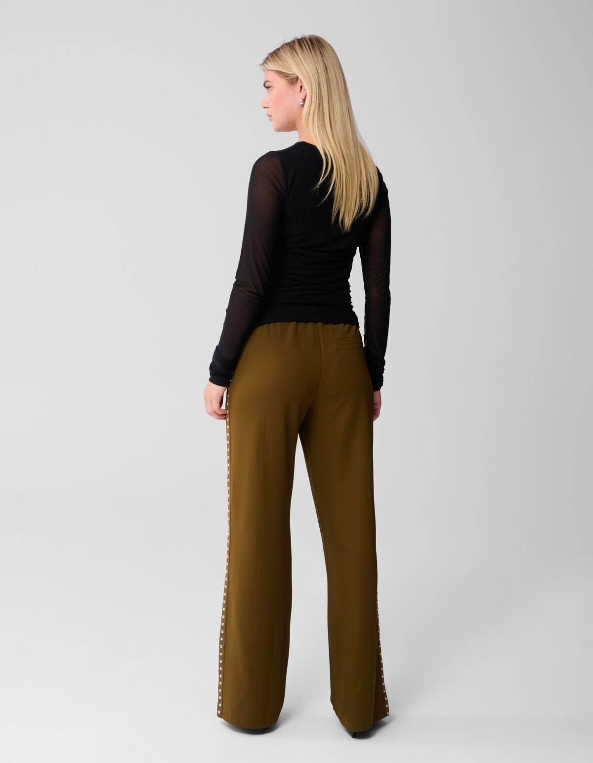 Studs Tape Wide Leg Broek Khaki SHOEBY WOMEN