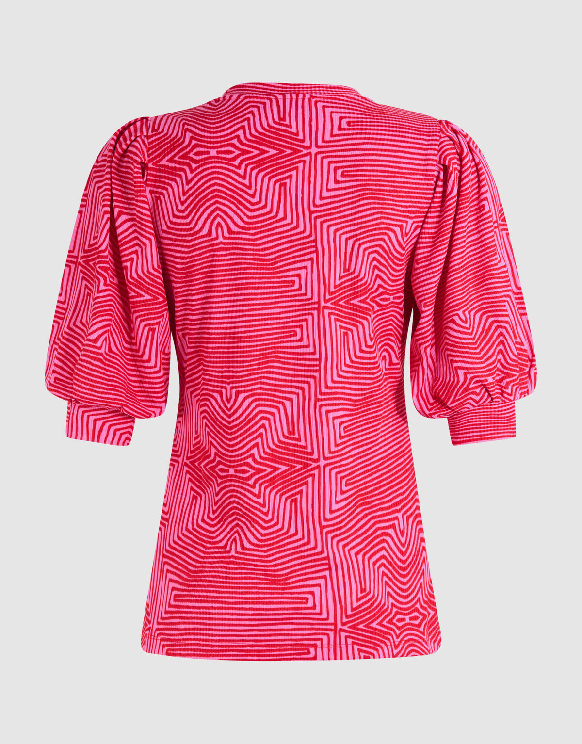 Printed Rib Jersey Top Roze/Rood SHOEBY WOMEN