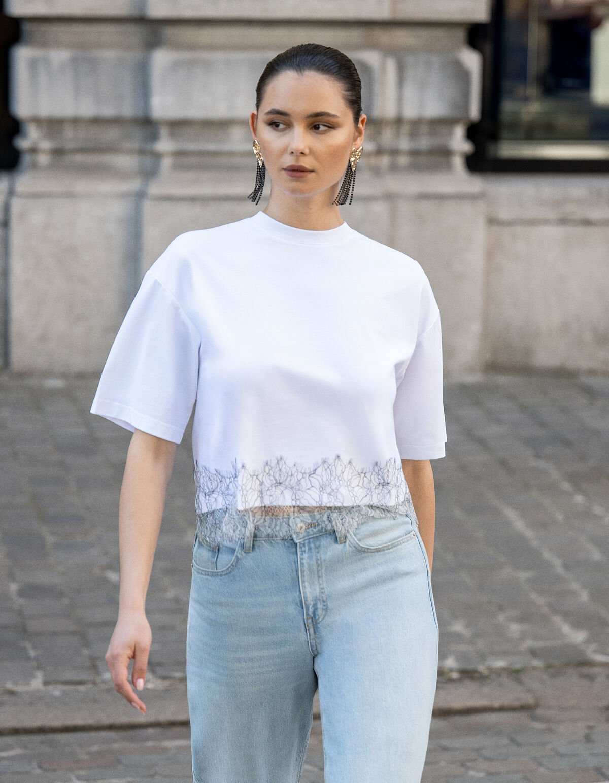 Kanten T-shirt Wit SHOEBY WOMEN