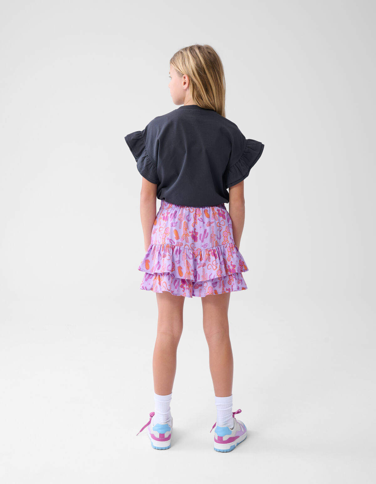Ruffle T-shirt Donkergrijs SHOEBY GIRLS