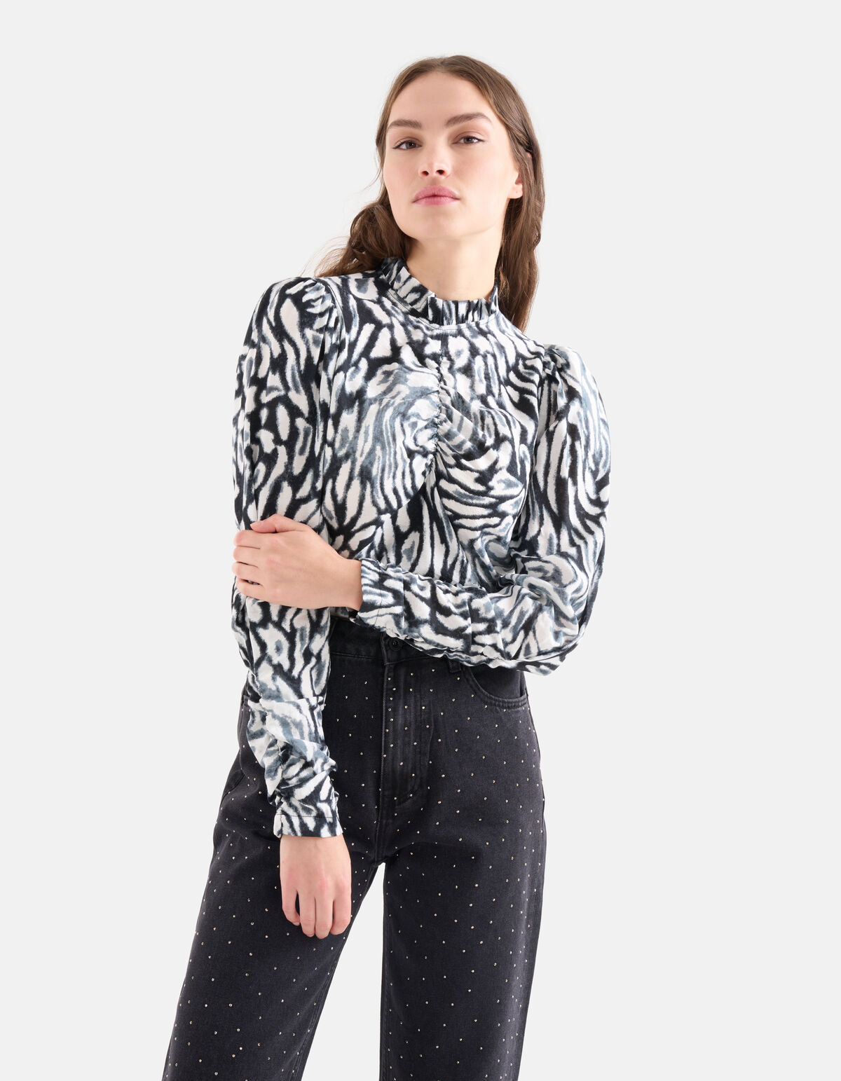 Puffy Sleeve Top Print SHOEBY WOMEN