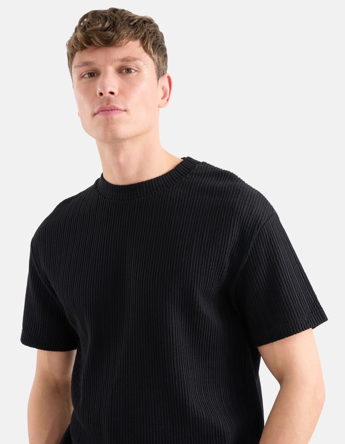Seersucker T-shirt Zwart SHOEBY MEN
