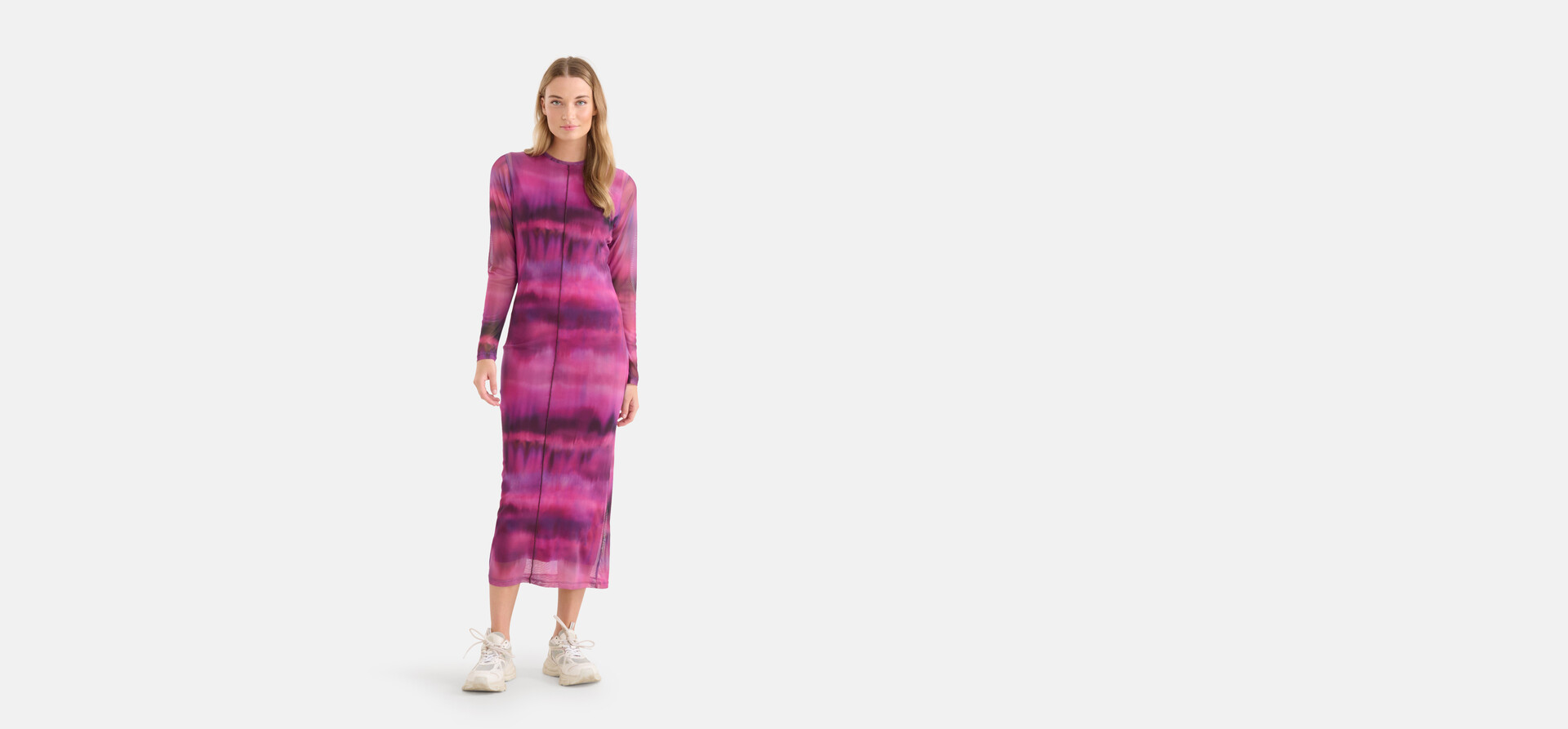 Blurry Stripe Mesh Jurk Roze SHOEBY WOMEN