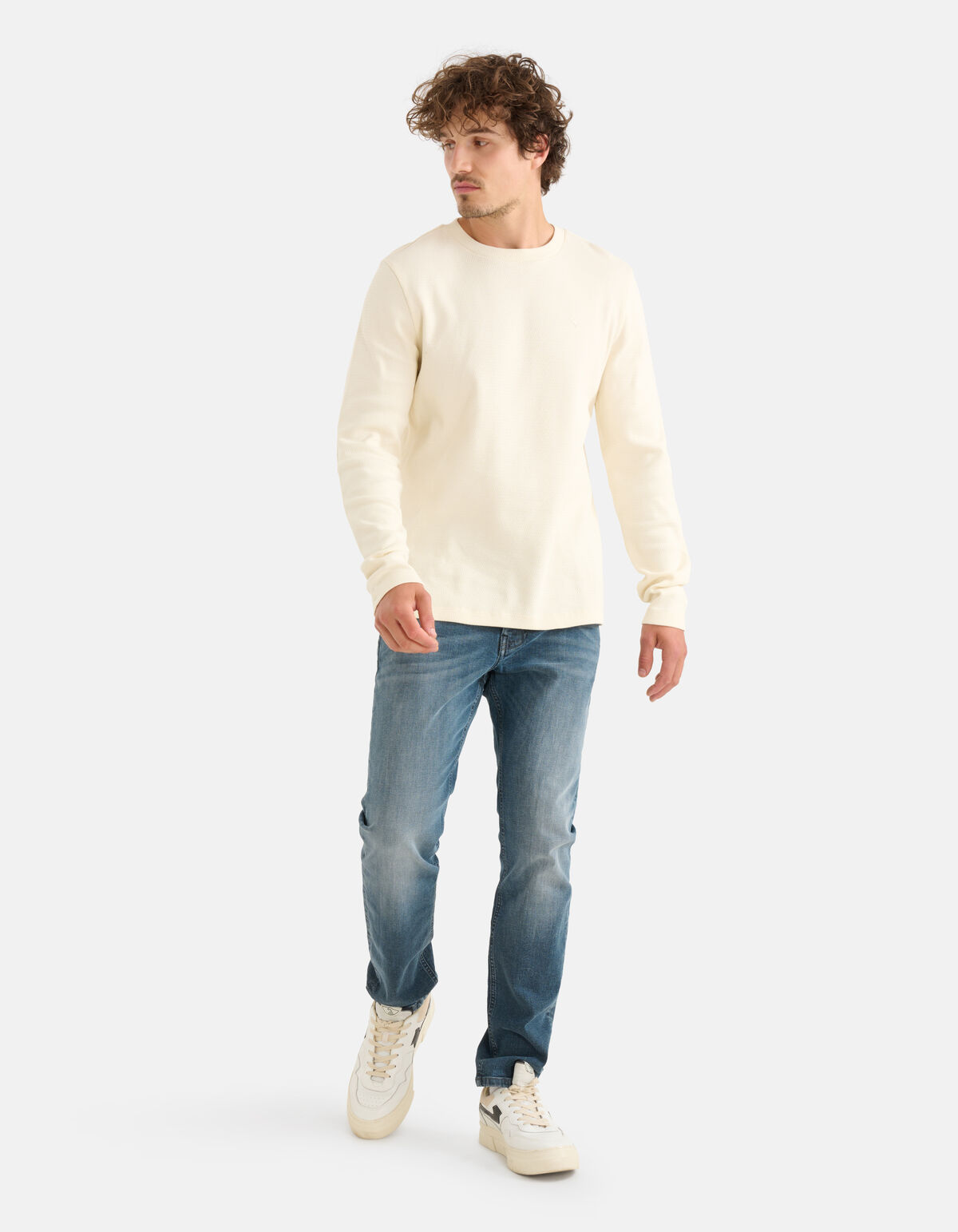 Structuur Longsleeve Gebroken Wit SHOEBY MEN