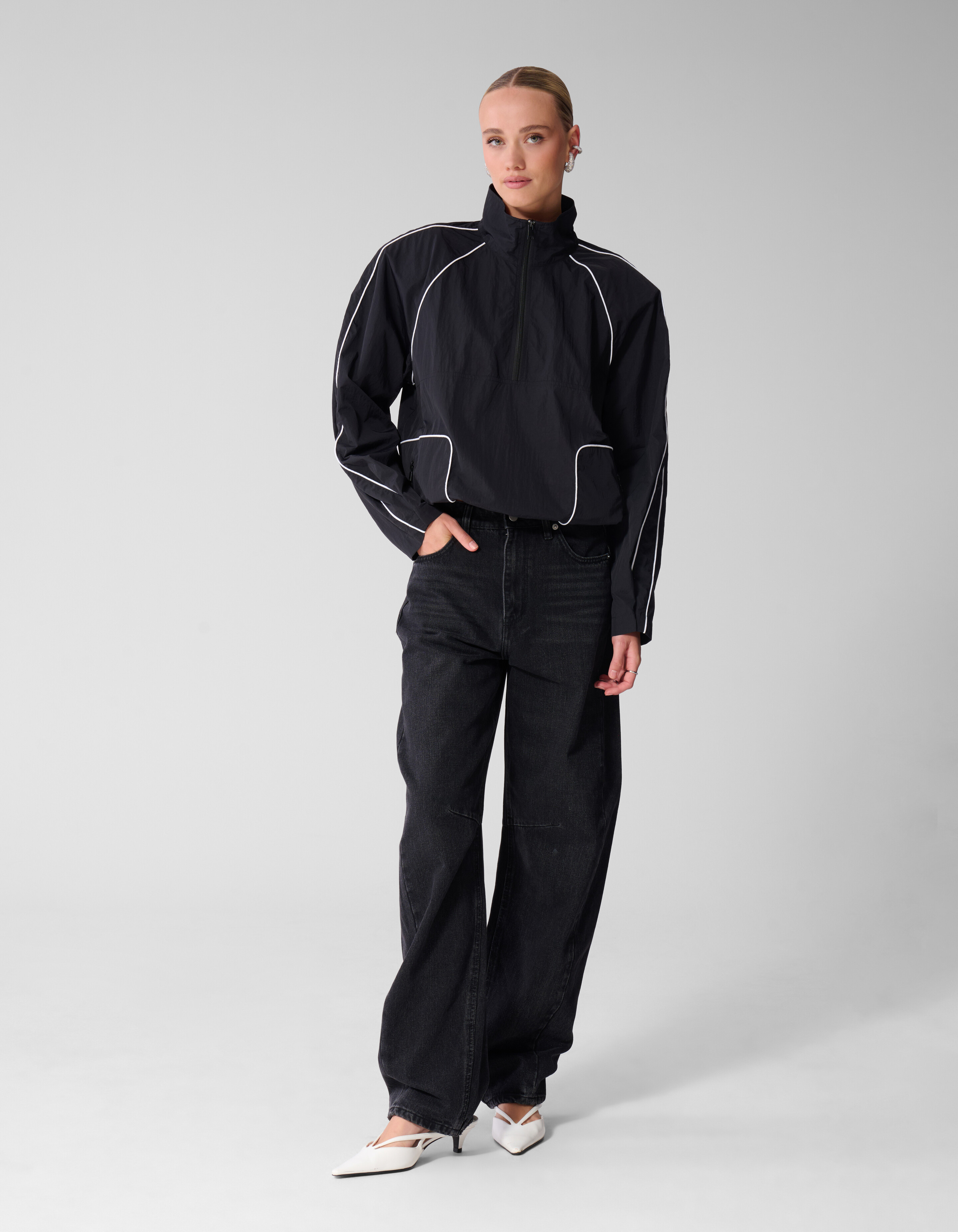 Relaxed Fit Piping Blouse Zwart SHOEBY WOMEN
