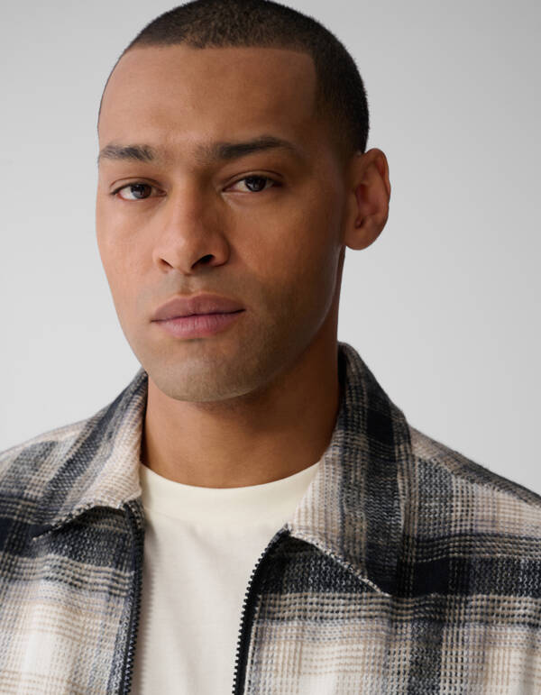 Ruiten Zip Overshirt Gebroken Wit SHOEBY MEN