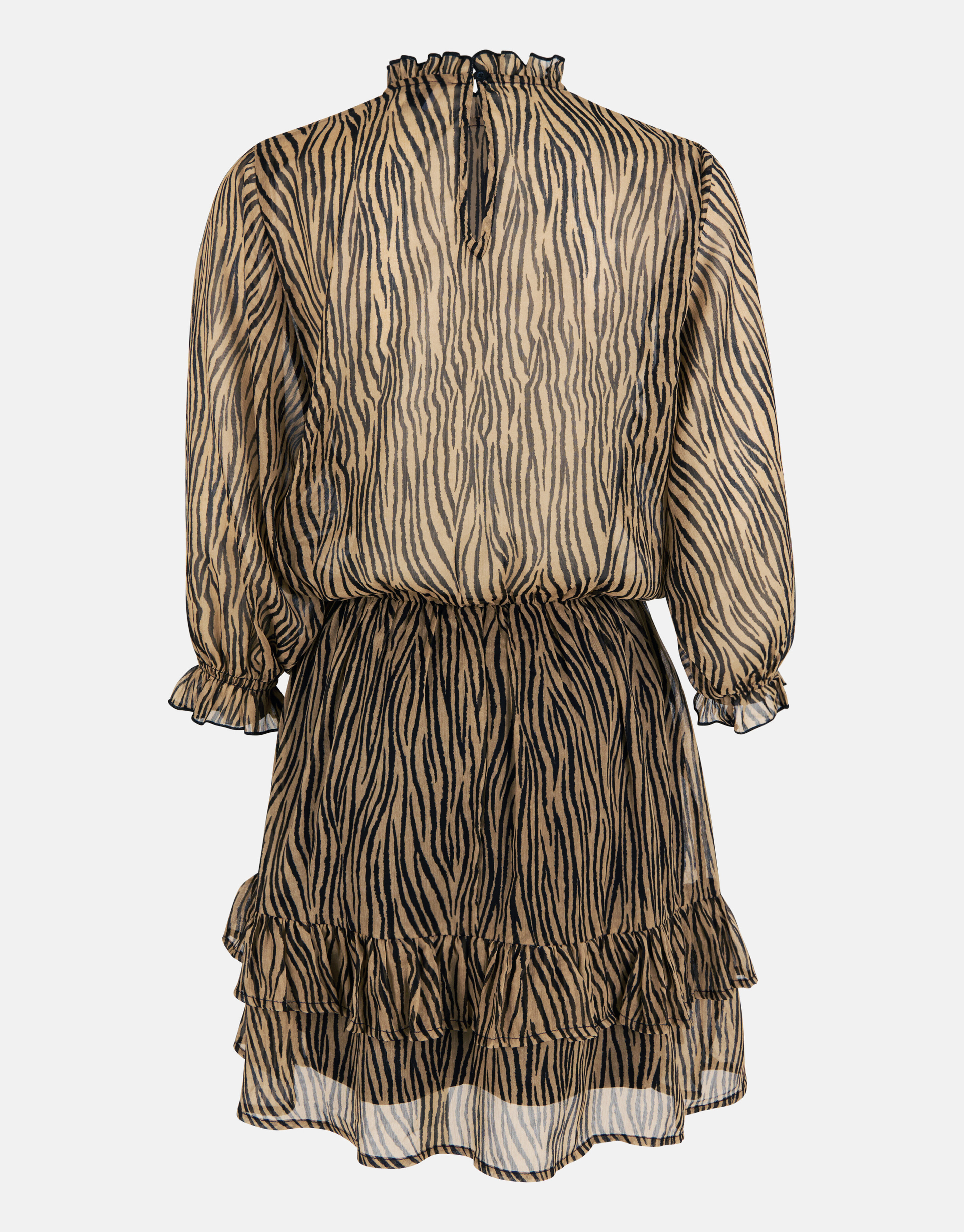 Printed Chiffon Jurk Zwart/Bruin SHOEBY WOMEN