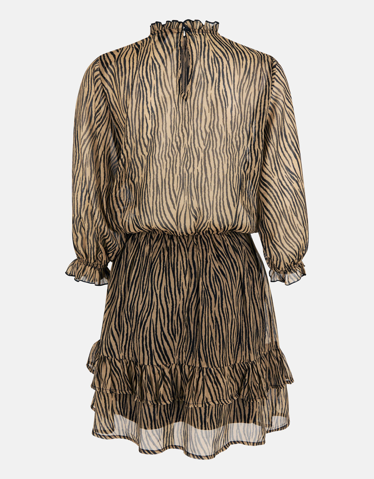 Printed Chiffon Jurk Zwart/Bruin SHOEBY WOMEN