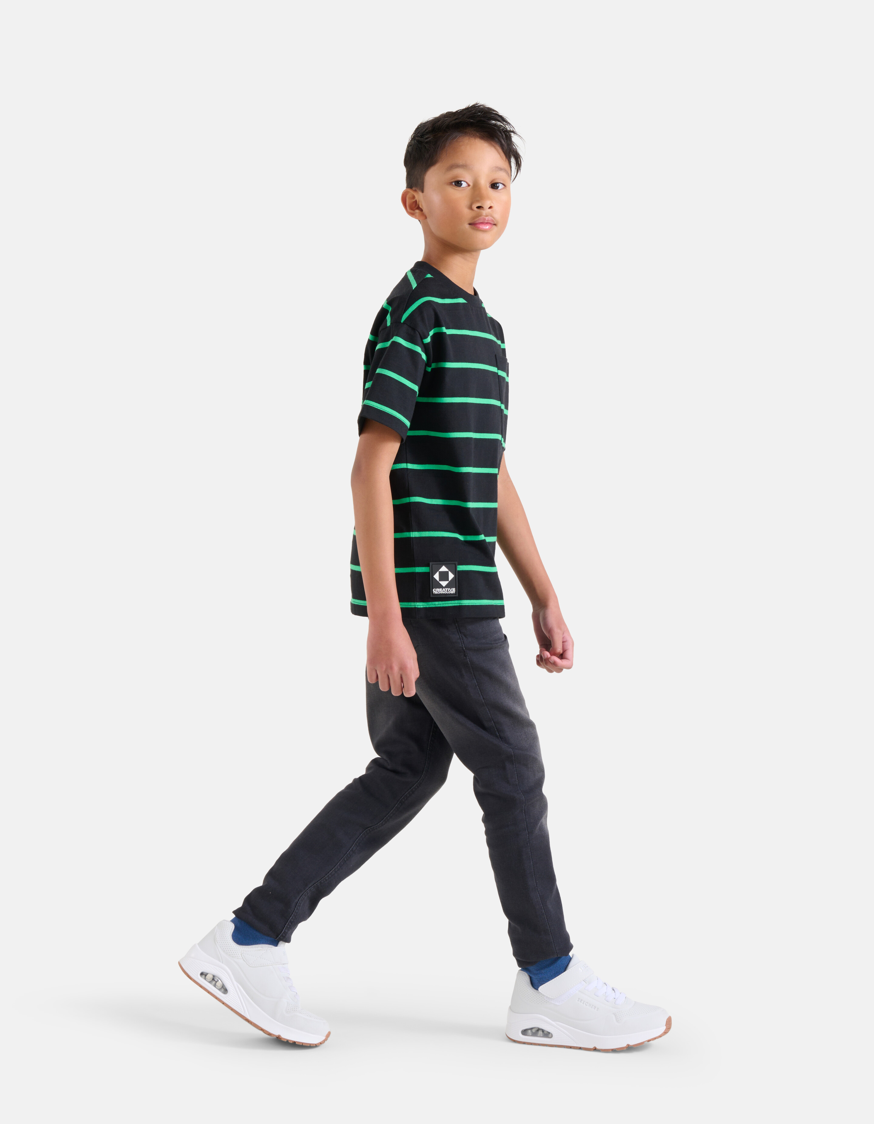 Gestreepte T-shirt Zwart SHOEBY BOYS