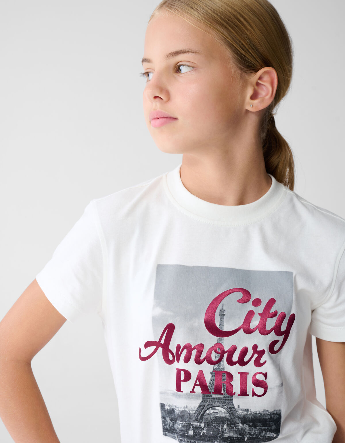 Paris Shiny Artwork T-shirt Gebroken Wit SHOEBY GIRLS