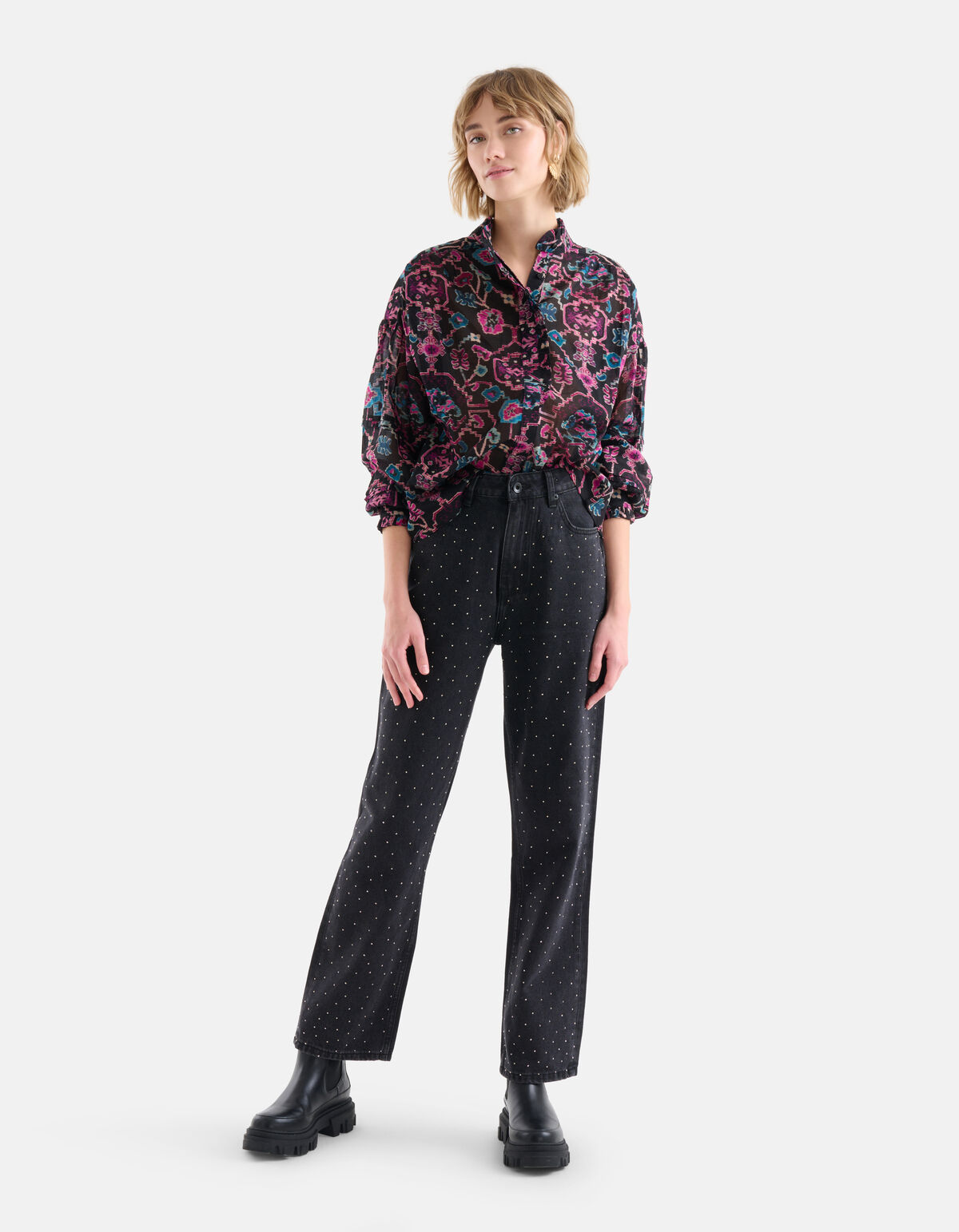 Grafische Print Blouse Zwart SHOEBY WOMEN