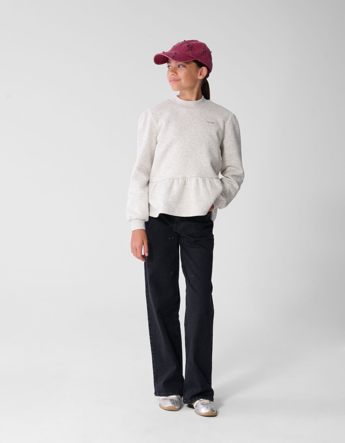Shiny Wide Leg Fit Jeans Zwart SHOEBY GIRLS
