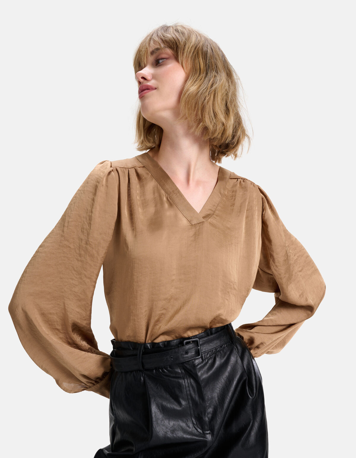 Satijnen Blouse Bruin SHOEBY WOMEN