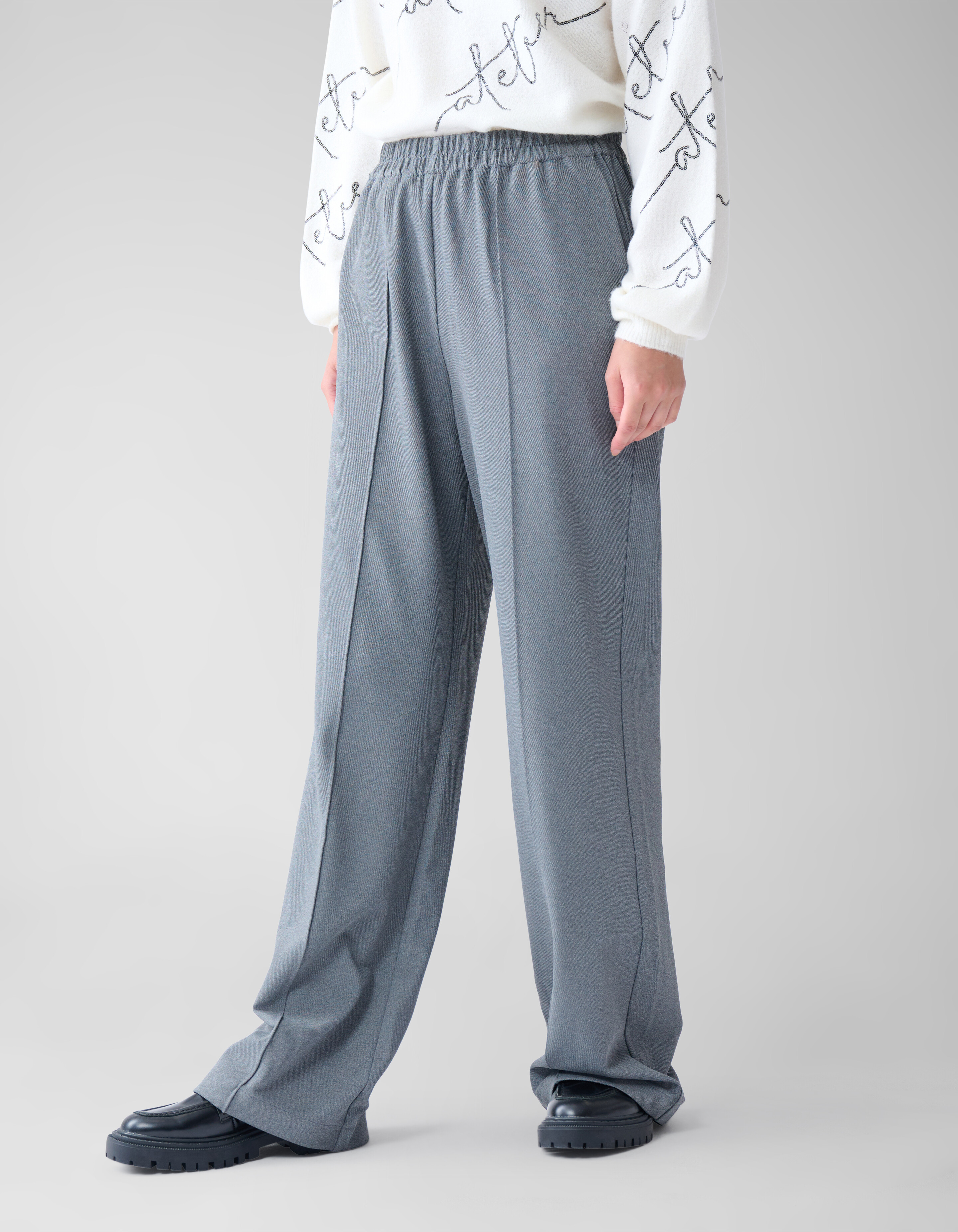 Basis Wide Leg Broek Grijs SHOEBY WOMEN