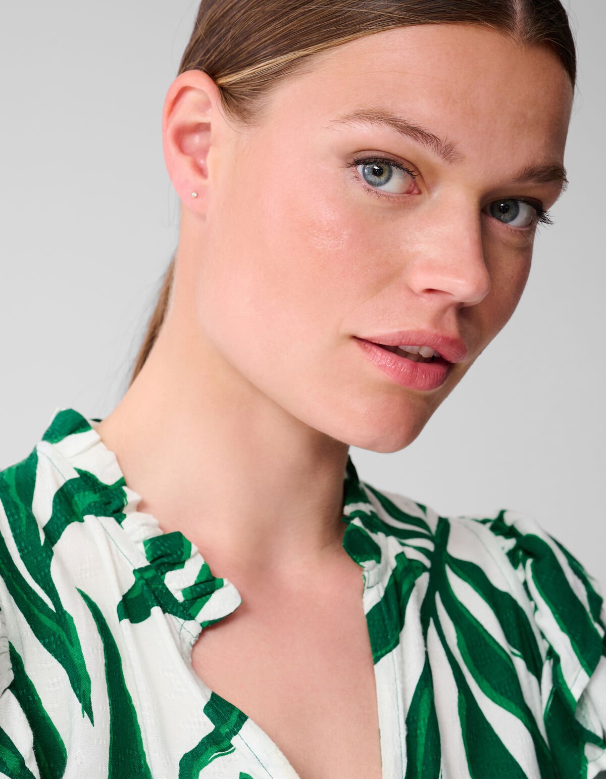 Printed Palm Maxi Jurk Groen SHOEBY WOMEN