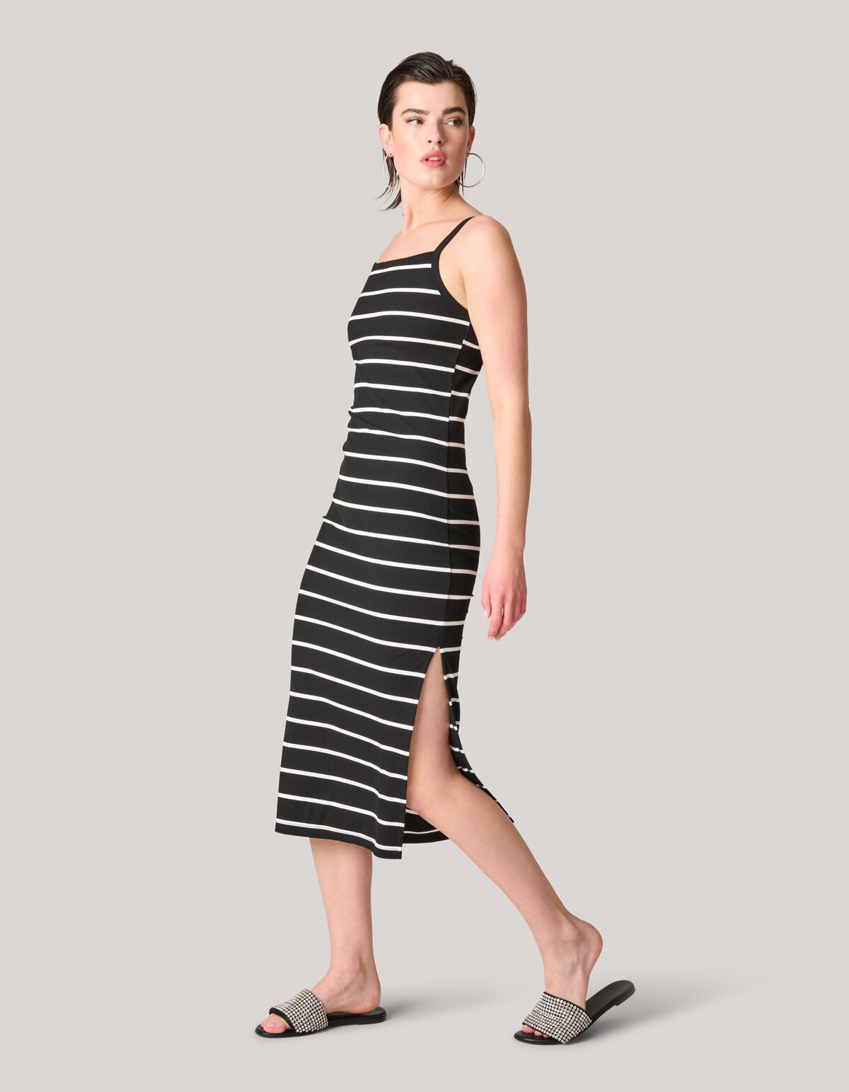 Gestreepte Midi Jurk Zwart/Wit SHOEBY WOMEN