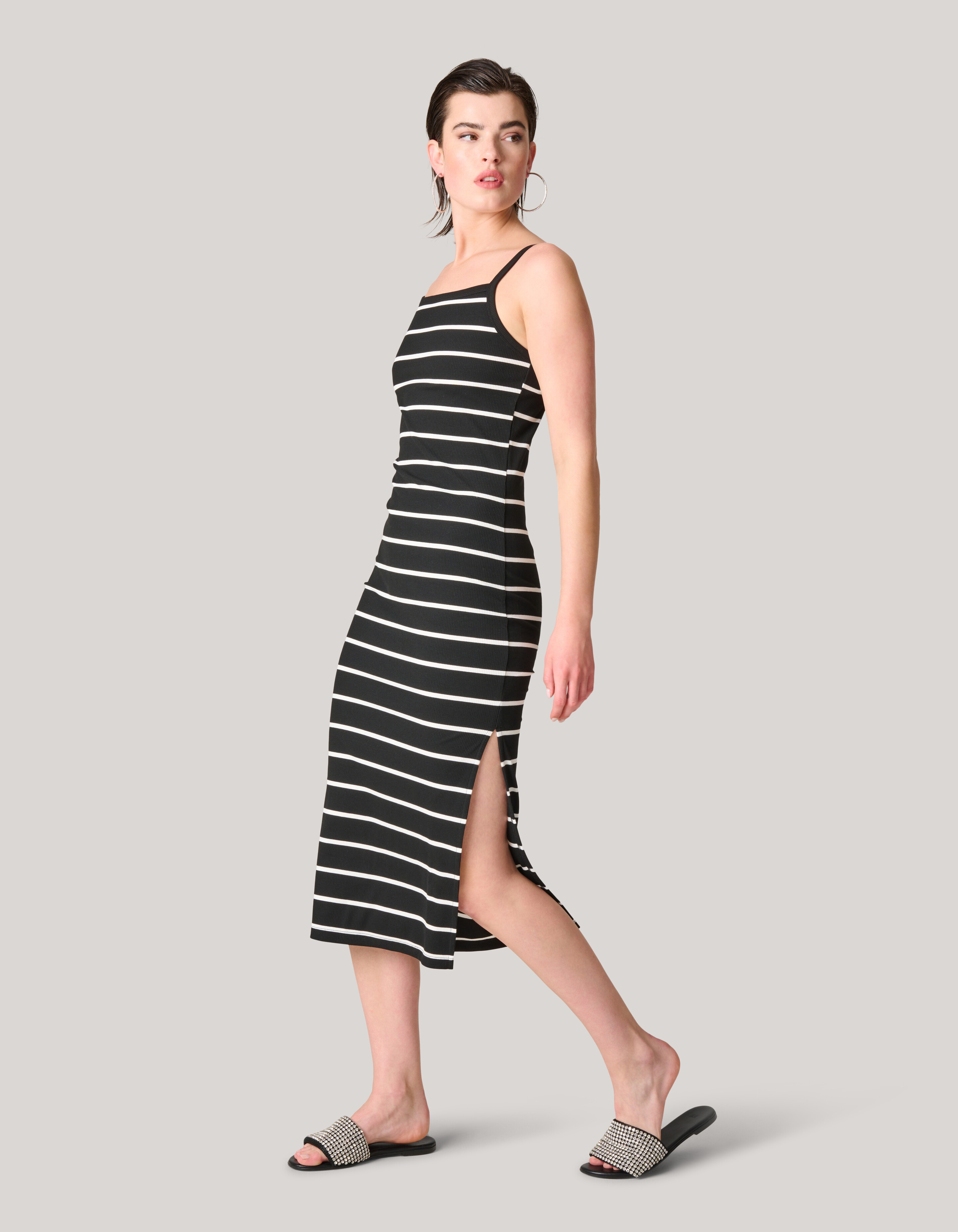 Gestreepte Midi Jurk Zwart/Wit SHOEBY WOMEN